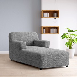 PAULATO BY GA.I.CO. Chaise Lounge Cover - Lounge Sofa Slipcover - Soft Polyester Fabric Slipcovers - 1-Piece Form Fit Stretch Furniture Slipcover - Microfibra Collection - Ash (Chaise Lounge)