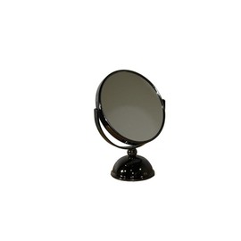 Udorich 5.5" Diameter Chrome Make-Up Mirror with 5X Magnification, Black Finish, 360-Degree Rotation