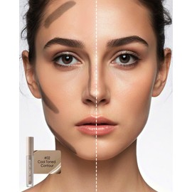 Cool Toned Cream Liquid Contour Stick,Cool Grey Natural Smooth Bronzer Stick For Sun Sculpt Look,Lightweight Buildable Blendable Long Lasting Liquid Contouring Makeup for Face Shaping,Vegan Formula-02