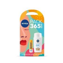 NIVEA SUN 365-Tage-Sonnenschutz für das Gesicht, NIVEA SUN unsichtbares Tagesflüssigkeit LSF 50+ (1 x 40 ml) + Liposan Sun Protect LSF 50 (1 x 4,8 g)