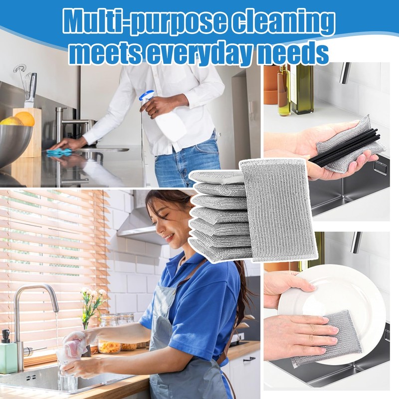 8-Pack Non-Scratch Scouring Pads – Reusable Kitchen Sponges for Dish