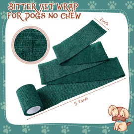 Threlaco 6 Rolls Self Adhesive Bandages Wrap No Chew Bandage for Pets Bitter Bandage Wrap for Dogs and Cats Wound Wrap 2 Inches x 5 Yd (Dark Green)