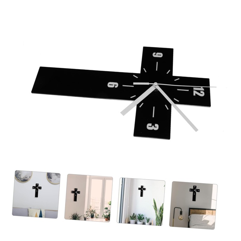Ciieeo Mute Wall Clock Novelty Cross Shaped Decorative Clock for
