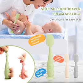 NFSVLB Baby Diaper Cream Spatula with Case-1 Large 2 Mini Butt Paste Spatula with 2 Travel Case-Soft Baby Butt spatula baby Diaper Cream Applicator-Diaper Rash spatula Bum Spatulas Brush