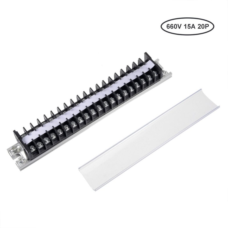 uxcell Barrier Terminal Strip Block 660V 15A Dual Rows 20P