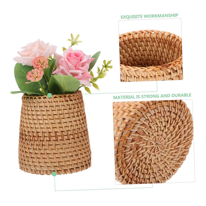 NOLITOY 1pc Woven Pen Holder Organizer Creative Sundries Storage Basket