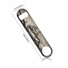 TASDANA The Legend of The Kraken Stainless Steel Bottle Opener Octopus Kraken with Sailboat Black Gray Sea Ocean Flat Beer Bottle Opener Keychain for Home Kitchen Bar Restaurant Party Birthday Gift