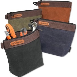 WELKINLAND Waxed Canvas tool pouch, 4PCS-Set Tool pouches, 10Inch Tool pouches with zipper, Heavy-Duty electrician bags, Canvas tool bags, Canvas zipper tool pouch,Electricians tool bags and pouches