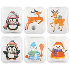 Sweelov 6pcs Hand Warmers Pocket Warmer Kids Portable Reusable Pocket Heating Pad Finger Warmer for Outdoor Camping Hiking Mountaineering, Gift for Women Winter Christmas, Penguin/Deer/Snowman Pattern