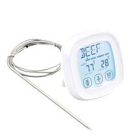 DollaTek Meat Thermometer Instant Read Food Thermometer Digital Cooking Thermometer with Timer Alarm Probe for Oven, Kitchen, Barbecue, Smoker - White