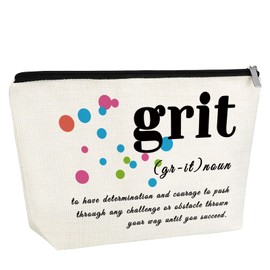 Inspirational Gift for Women Girls Grit Definition Makeup Bag Encouragement New Job Promotion Gift for Coworker Graduation Gift for Friends Daughter Sister Inspiring Birthday Christmas Gift for Her