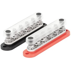 6 Gang 300A M8 Power Distribution Block Bus Bar Terminal Post Stud 12V Black Nickel Plated Corrosion Protection Anti-galling Durable and Compatible Enhance Your RV Experience