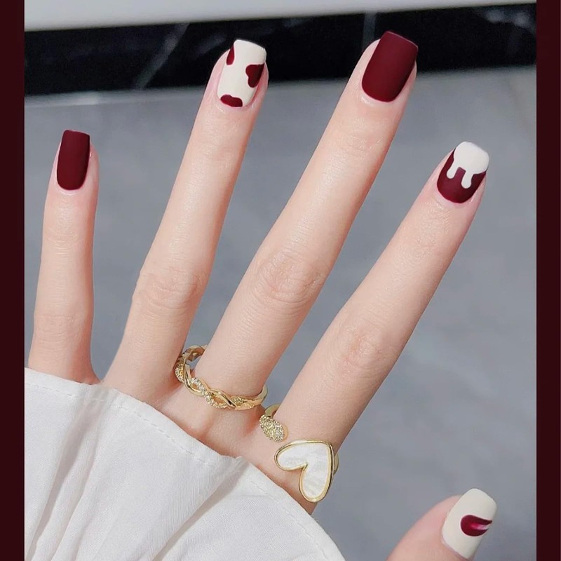 COSMOO Cherry Red Matte Nail Polish, Wine Red Quick Dry