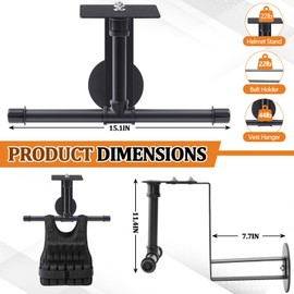 Yaocom 1 Pcs Weight Vest Hanger Wall Mount Heavy Duty Tactical Gear Police Vest Holder Motorcycle Helmet Rack Stand for Gym Home Garage Train Armor Breastplate Backpack Organizers (Round)