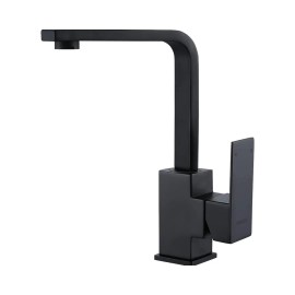 Modern Stainless Steel High Arc Single-Hole Kitchen Bar Faucet with Water Supply Hose Mini Prep Sink FaucetColor: Black, Surface Finishing: Black
