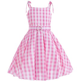 Princess Costumes Novelty Movie Cosplay Plaid Slip Dress Kids Birthday Party Fancy 7-8 Years(B-140)