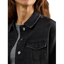 Rock & Republic Women's Aria Boxy Crop Denim Jacket, Black Out, Small
