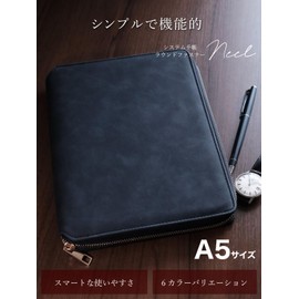 V.for.M System Notebook Zipper Notebook Notebook 6 Holes Ring Notepad Schedule Book Cover Business Notebook (A5 Size, Light Blue)