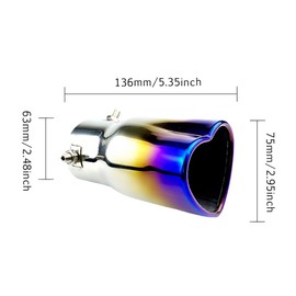 OtpOutopa Car Exhaust Tip 2.5 inch Inlet, Universal Heart Shaped Car Exhaust Pipe Straight Muffler Tip Modification Tail Pipe Stainless Steel Tail Throat, Adjustable Car Thickened Pipe (Baked Blue)