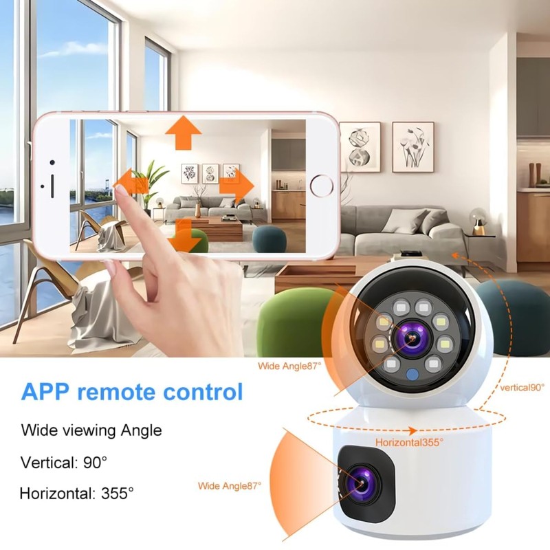 Dual Lens 4+4MP PTZ+Bullet Indoor WiFi Camera – AI Human