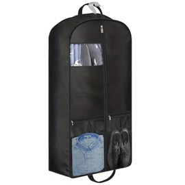 AMFUN Suit Bag with Zipper, Travel Garment Bags for Closet Storage and Travel, Waterproof Hanging Suit Cover, Foldable Washable Mesh Clothes Cover for Clothes, Coats, Jackets, Shirts, 110×60cm