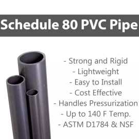 VENTRAL PVC Pipe Schedule 80 Grey 1/2 Inch (.5) Grey/PVC - PIPE-PVC80-0500-2FT