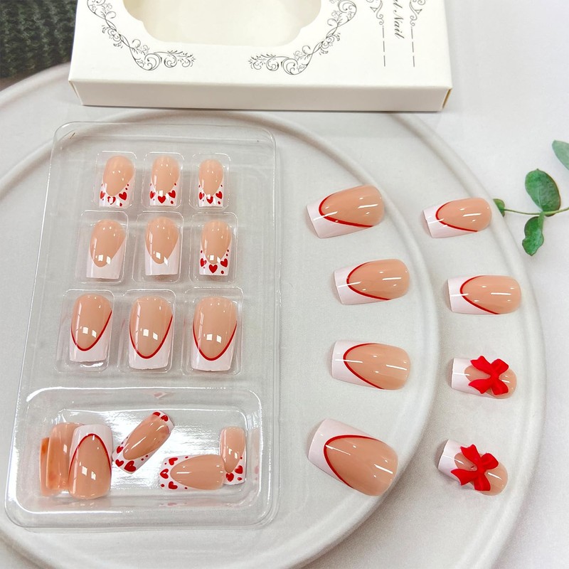 Valentine's Day Press on Nails Medium Square Fake Nails With