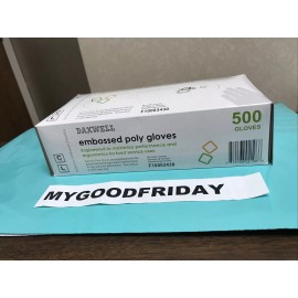 Daxwell Poly Gloves, Embossed, Size Large, Box of 500, Clear