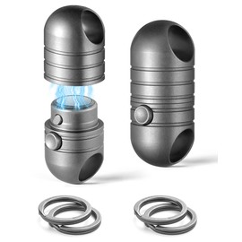 TISUR Magnetic Quick Release Keychain,Titanium Detachable Rotatable Key Chain Connector, Magnetic Key Holder with 2 Key Rings, Ti Grey (2-pack), Small