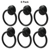 Bivethoi 6 Pcs Drop Ring Drawer Pulls, Matte Black Round