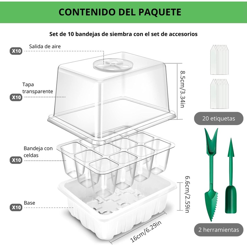 Ukipos Set de 10 Bandejas de Germinación de Semillas, Macetas