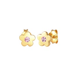 Elli Children's Earrings Flower Symbol with Pink Crystal in 925 Sterling Silver, Glass, Crystal