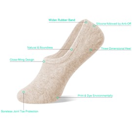 DIBAOLONG Womens & Mens Low Cut Socks, 6-Pairs Non Slip Yoga Sock Ankle Athletic Short Cotton Socks with Grips, 12 Pair-4black+4white+4beige, 5-6.5