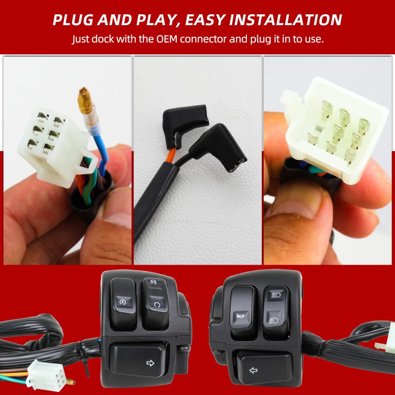 Dreamizer 1"25mm Motorcycle Handlebar Control Switch With Wiring Harness For