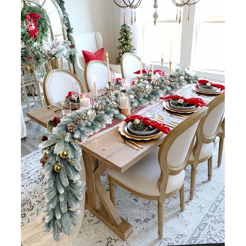 DearHouse Pine Garland Christmas Decoration, 6Ft Winter Artificial Greenery Garland