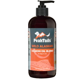 PeakTails Wild Alaskan Fish Oil for Dogs – Omega-3 Blend with Pollock + Salmon Oil – Omega 3, 6, DHA & EPA – Supports Dog Skin & Coat – Natural, Wild Caught – Made in USA – 16 oz