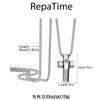 RepaTime Men Silver Cross Necklace, Stainless Steel Christian Cross Pendant
