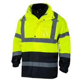 VENDACE High Visibility Reflective Safety Jackets for Men 3-in-1 ANSI Class 3 Hi Vis Winter Jacket Waterproof(Yellow,XL)