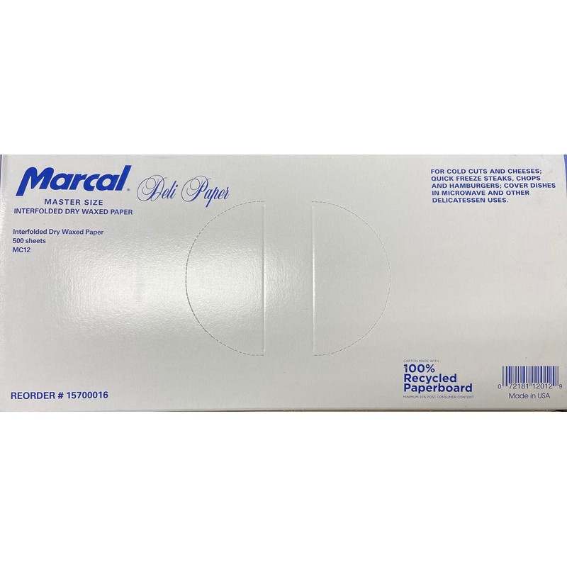 Marcal Wax Paper MC12 Master Size. 12 Inch by 10.75