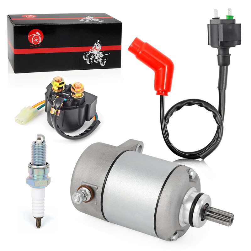 Starter Motor & Relay Ignition Coil Spark Plug Kit Compatible