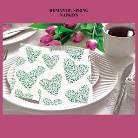 Keep Unique 20-ct 13x13 Flowers Paper Rose Luncheon Decoupage Napkins, 3-Ply Servilletas Printed Cocktail Napkin for Art, Dinner and Party, Disposable Napkins Decor (Floral Hearts, Pack of 3)