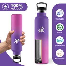 Borraccia Termica 1L, Bottiglia Acqua senza BPA, Borraccia Termica con Cannuccia, Borracce Acciaio Inox, con Doppio Strato Isolante, a Prova di Perdite, per Escursionismo, Sport All'Aria Aperta