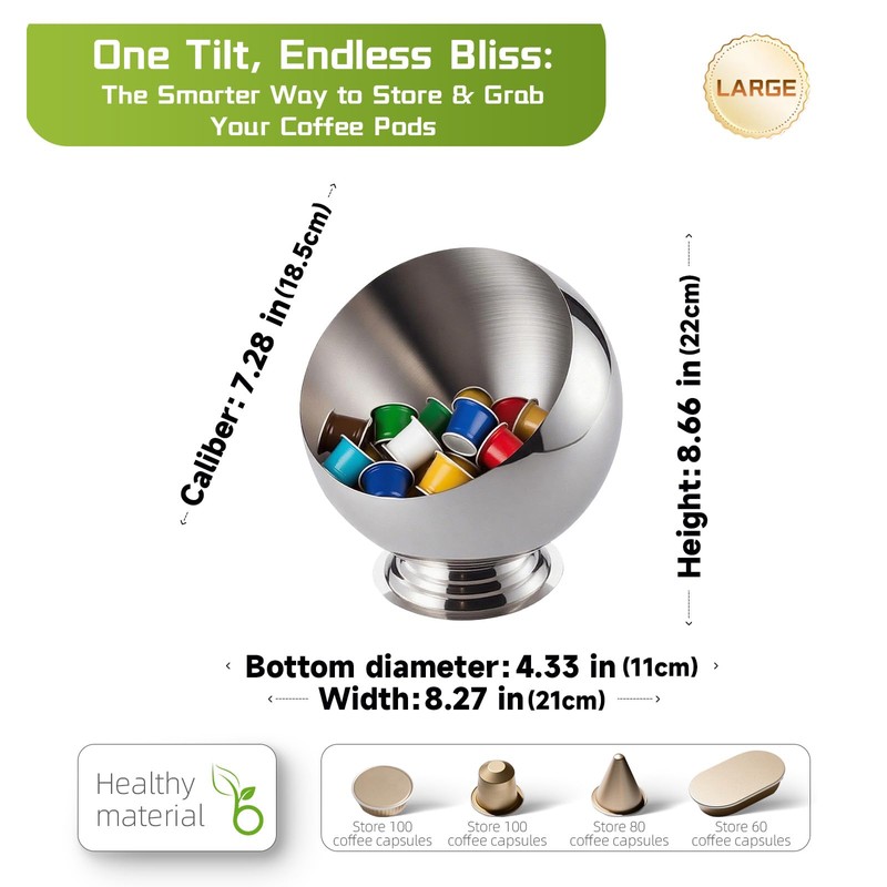 GYYVES Large Capacity Coffee Pod Holder – Stainless Steel Pod