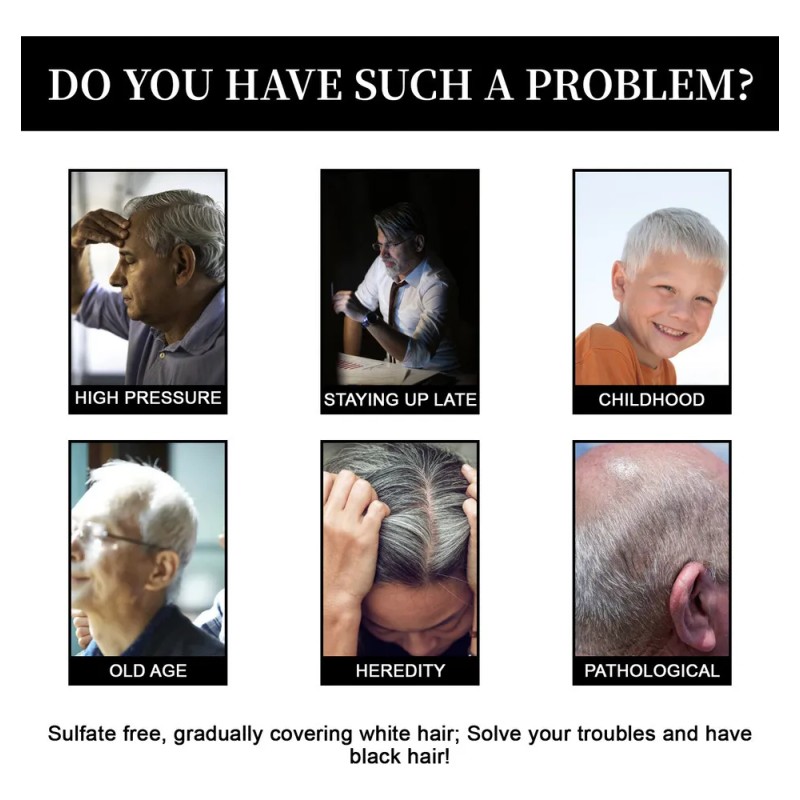 2025 Champú Para Barba Y Cabello Oscurecidos, 3 Piezas