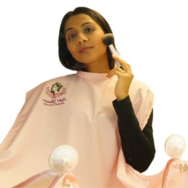 Women's Makeup Cape and Catcher Apron for a Mess Free Glam Experience, Soft, Lightweight Comb-out Beard Apron Shortie Makeup Bib Styling WaterProof Cape with Suction Cup