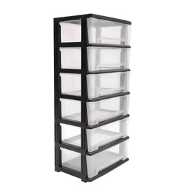 6 Clear Drawer Storage Organizer Rolling Cart,Movable Storage Tower for Closet with Wheels,Plastic Cart Organizer for Home Office Classroom