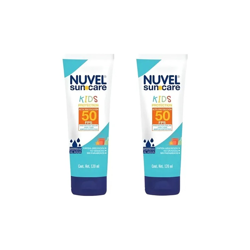 2 Protectores Solares 50 Fps Nuvel Suncare Kids 120 Ml