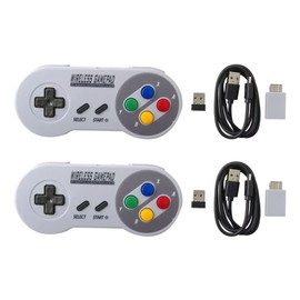 2X 2.4G Wireless Game Controller for SNES, Joystick Controller with USB Wireless Receiver Supported Retrogaming Operating Systems for RetroPie, Recalbox, Happi Game Center, Lakka, ChameleonPi