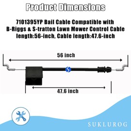 7101395YP Bail Cable Compatible with B-Riggs & S-tratton Lawn Mower Control Cable,Replacement Universal Push Lawn Mower Part for 7800165, 7800189, 7800190, 7800228, 7800229 Lawn Mowers