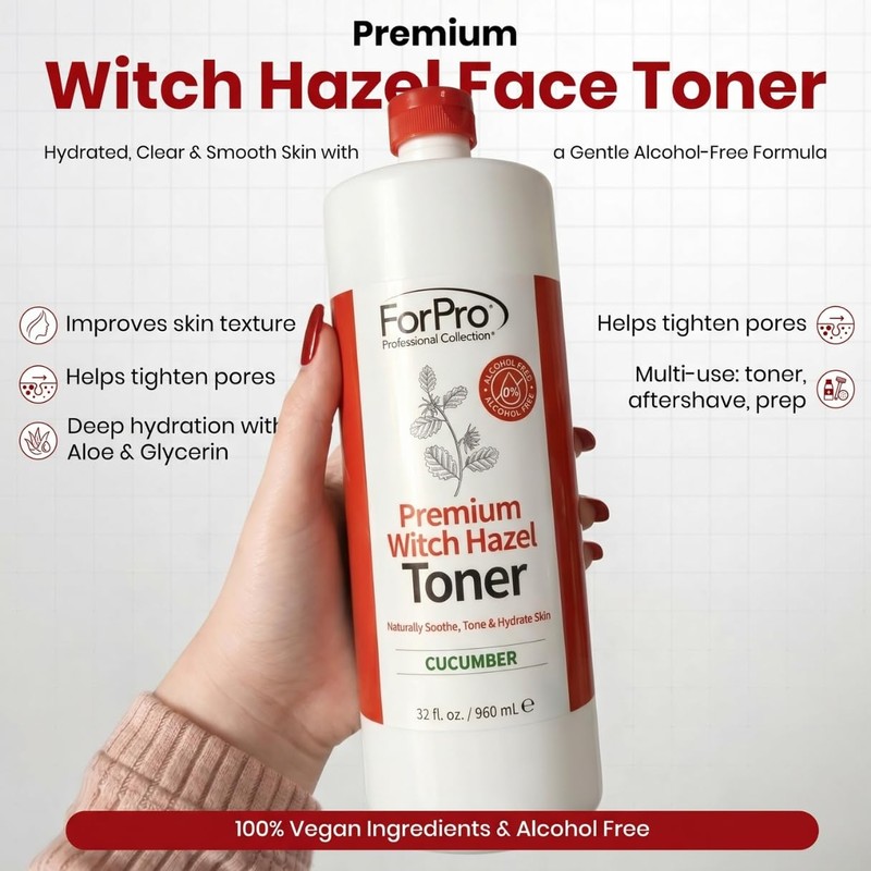 ForPro Witch Hazel Facial Toner Cucumber Scent 32 Fl Oz